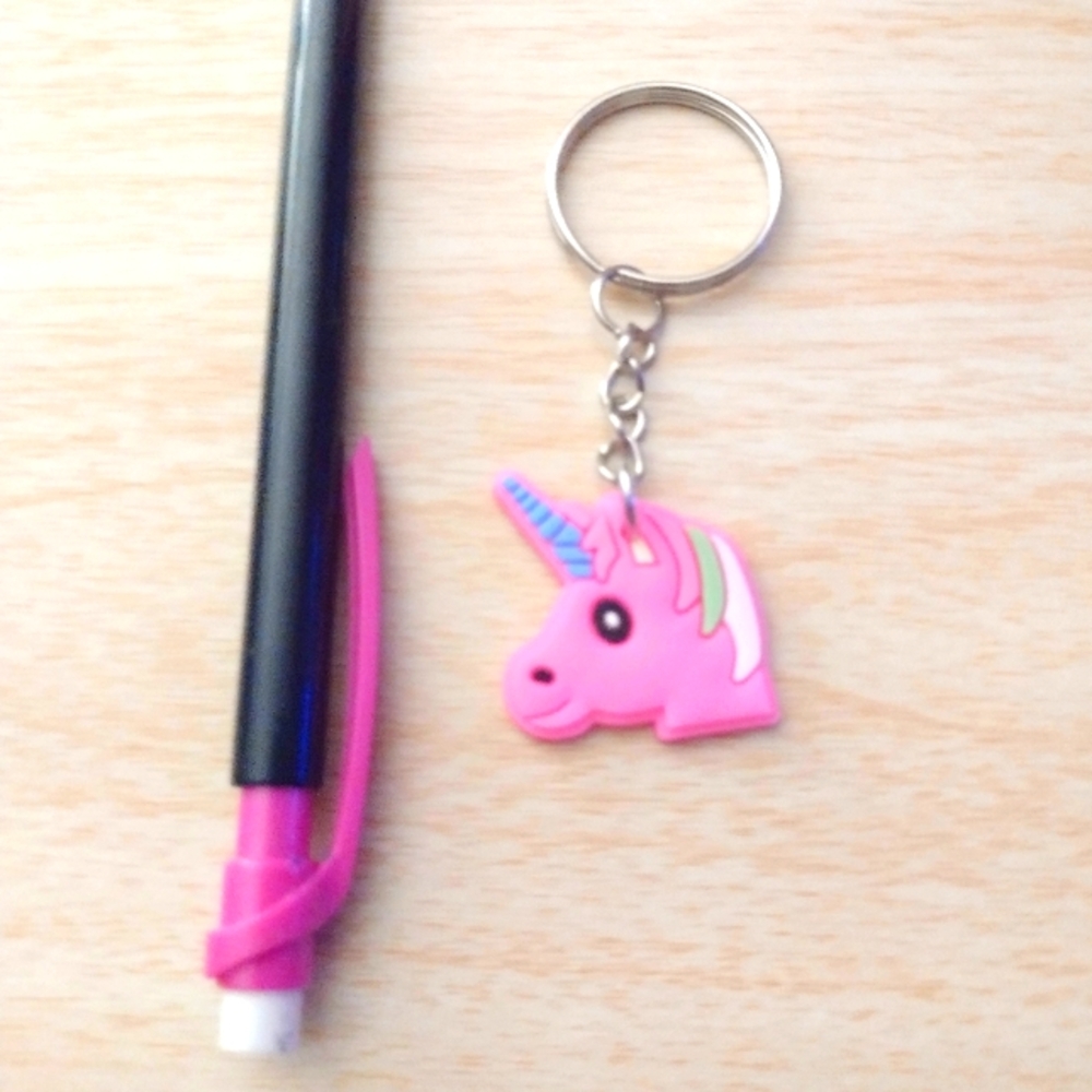 Add On Unicorn Keychain Charm Small, PVC Plastic Kids Teen Boy Girl